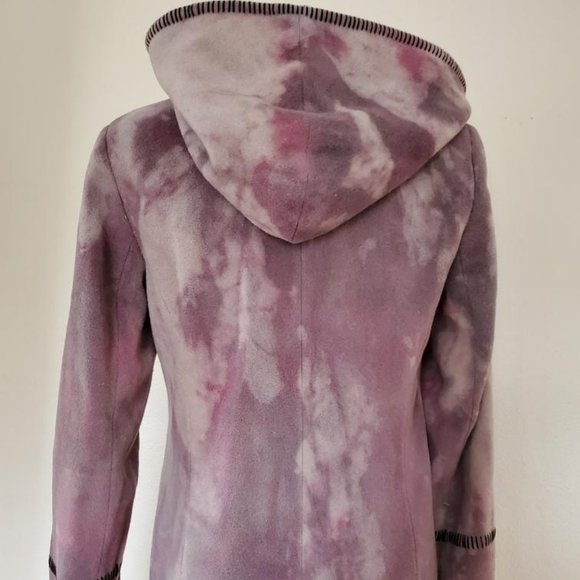 Vintage Marvin Richards Cashmere Long hoodie Coat gray black Red purple M L XL - Picture 13 of 15